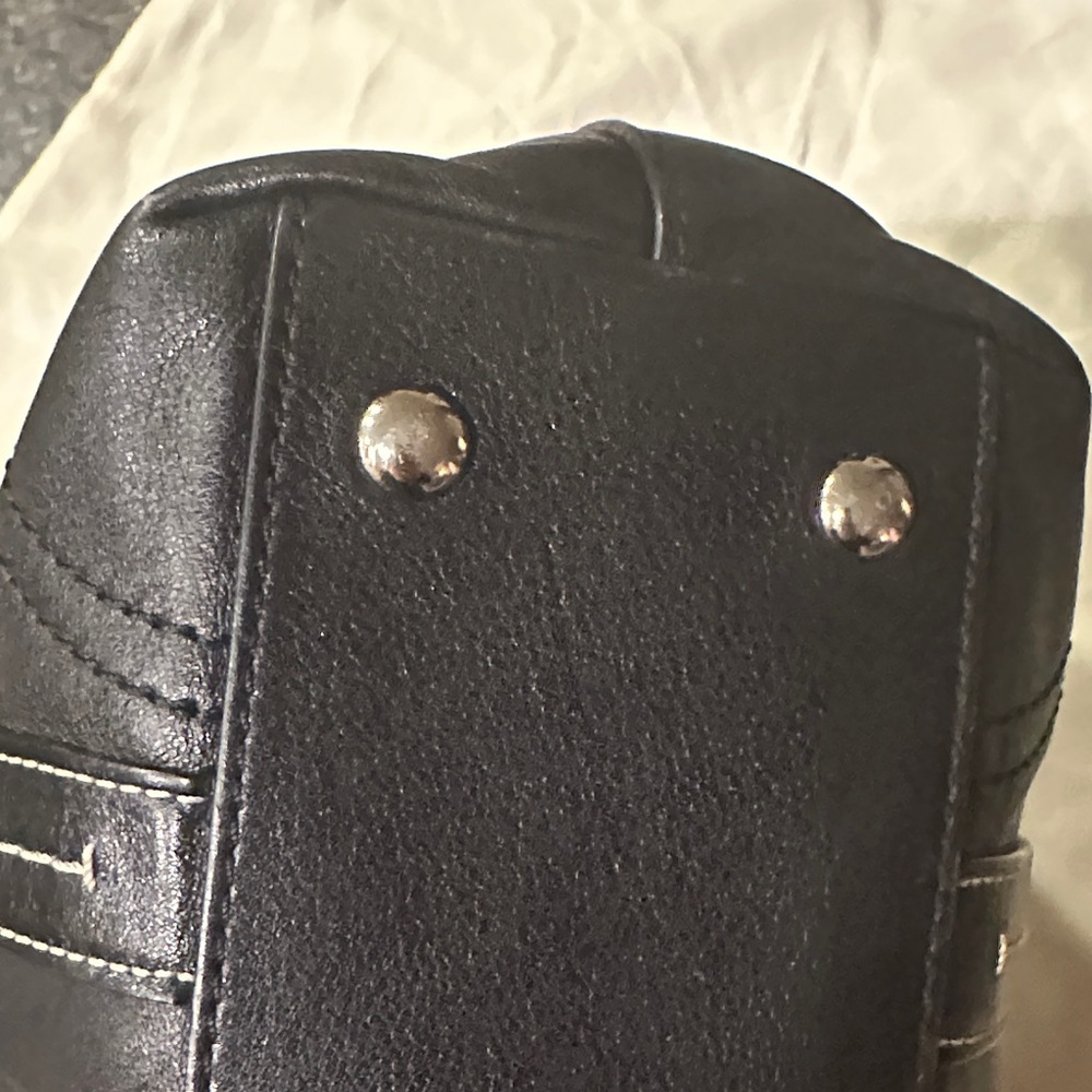Coach Black Leather Tote with White Contrast Stitching F13098 - Picture 7 of 14